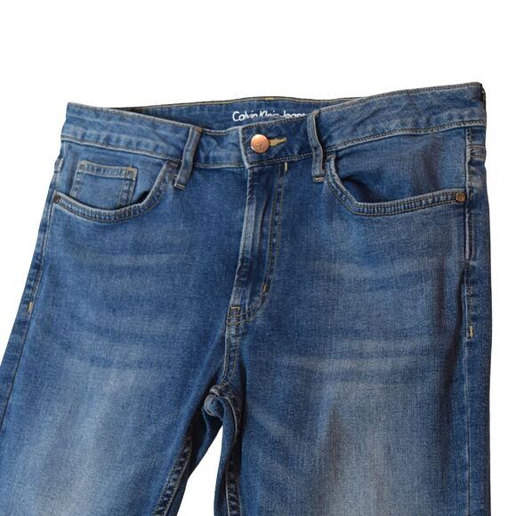 Calvin Klein Jeans Women 8 High Rise Slim Boyfriend Medium Wash Stretch Denim - Picture 4 of 10